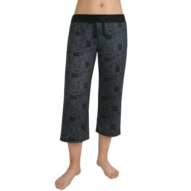 Women Plus Size Blue & Pink Floral Print Pajama Capri Lounge Pants Size 3X